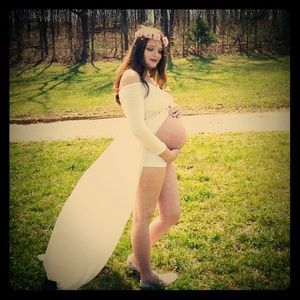 White Large Maternity Photoshoot Dress